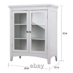 Cabinet Shelves Display Bookcase Double Glass Door Floor Cabinets Storage Shelf