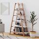 Carlie 5-shelf Bookcase Display Or Decorative Storage Rack With Rove Wooden Ladd