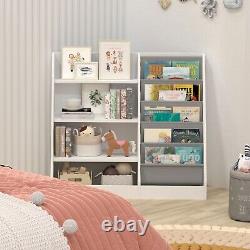 Children Kids Bookshelves Storage Rack Organizer Bookcase Display Shelf White
