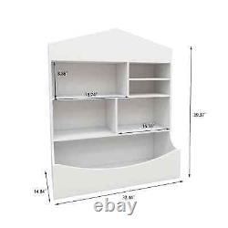 Children's 7 Shelf Bookcase Storage Display Rack Organizer White 31.50 x 39.37