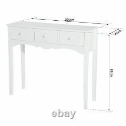 Classic Wooden Console Table Display Stand Storage Drawers Hallway Narrow White