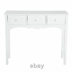 Classic Wooden Console Table Display Stand Storage Drawers Hallway Narrow White