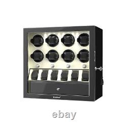 Compact Automatic 8 Watch Winder With 6 Extra Watches Display Storage Box Case