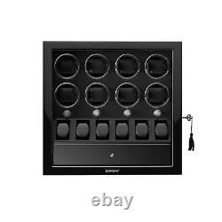 Compact Automatic 8 Watch Winder With 6 Extra Watches Display Storage Box Case