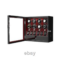 Compact Automatic LED 8 Watch Winder Box With 6 Watches Display Storage Case