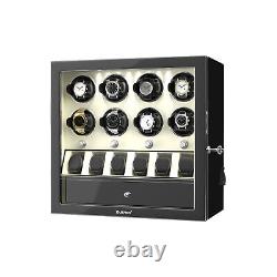 Compact Automatic LED 8 Watch Winder Box With 6 Watches Display Storage Case
