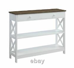 Contemporary 1 Drawer Console Table 3-Tier Wooden Display Storage Shelf White