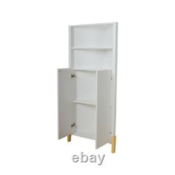 Corner Curio Storage Cabinet Bookshelf Display Stand White Finish Wood Furniture