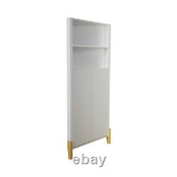 Corner Curio Storage Cabinet Bookshelf Display Stand White Finish Wood Furniture