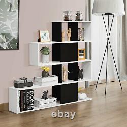Costway 5-Tier Bookshelf Corner Ladder Bookcase Display Storage Rack Black White