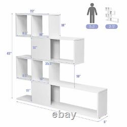 Costway 5-Tier Bookshelf Corner Ladder Bookcase Display Storage Rack White