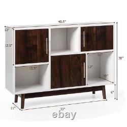 Costway Accent Cabinet Display Storage With Door Shelf Light Solid Wood White