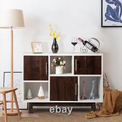 Costway Accent Cabinet Display Storage With Door Shelf Light Solid Wood White