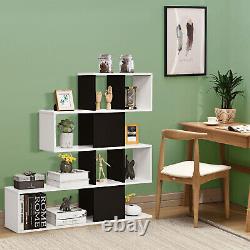 Costway Bookshelf Corner Ladder Bookcase 5-Tier Display Storage Rack Black White