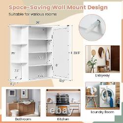 Costway Wall Mounted Multipurpose Bathroom Storage Display Mirror Cabinet White