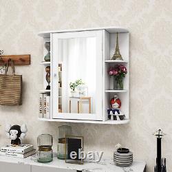 Costway Wall Mounted Multipurpose Bathroom Storage Display Mirror Cabinet White