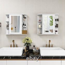 Costway Wall Mounted Multipurpose Bathroom Storage Display Mirror Cabinet White