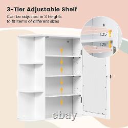 Costway Wall Mounted Multipurpose Bathroom Storage Display Mirror Cabinet White