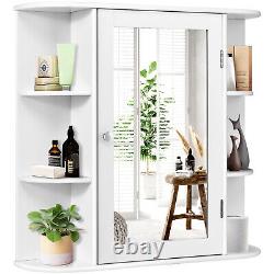 Costway Wall Mounted Multipurpose Bathroom Storage Display Mirror Cabinet White