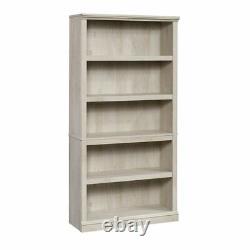 Cottage Modern 5-Tier Bookcase 3-Adjustable Shelves Display Storage Off-White