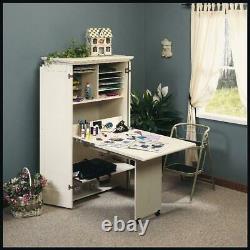 Craft Armoire Crafting Table with Storage Desk Organizer White Sewing Workstation