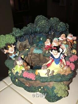 Disney Store Snow White 7 Seven Dwarves Water Fall Fountain Figurine House Light