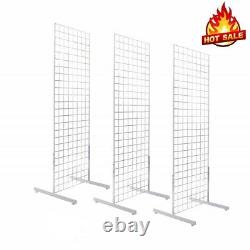 Display Grid Rack 3 Pack 6 ft White Panel Retail Metal Stand Store Art Organizer