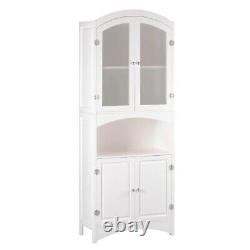 Display Shelf Cabinet White Freestanding Linen Towel Storage 63 Tall