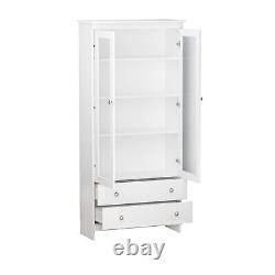 Display Storage Cabinet 2 Doors 2 Drawers Freestand Bookcase Study Office Modern