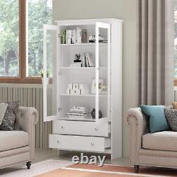 Display Storage Cabinet 2 Doors 2 Drawers Freestand Bookcase Study Office Modern