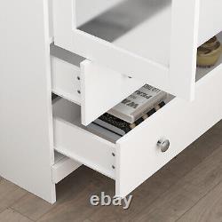 Display Storage Cabinet 2 Doors 2 Drawers Freestand Bookcase Study Office Modern