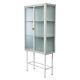 Double Doors Glass Storage Cabinet Tall Display Cabinet With 3 Removable Shelves