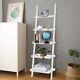 Durable 5-tier Leaning Wall Display Bookcase-white