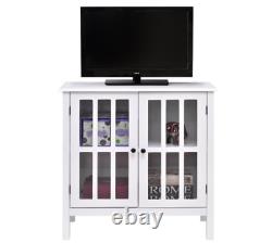 Durable Storage Sideboard Glass Door Accent & Display Cabinet Organiser White