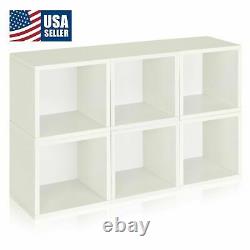 Eco Modular Storage Cube Cubby Organizer Display Shelf, Set of 6, White