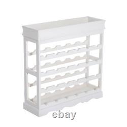 Elegant Wine Rack Wooden Storage Display 4 Shelves 24 Bottle Holder Counter Top