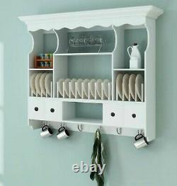Elegant Wooden Kitchen Wall Cabinet White Cupboard Storage Shelf Display Unit