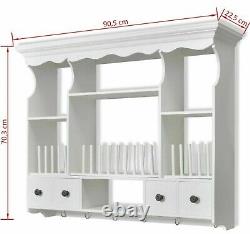 Elegant Wooden Kitchen Wall Cabinet White Cupboard Storage Shelf Display Unit