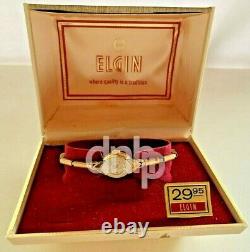 Elgin Ladies NOS 10K GP Manual Wind Watch With Original Store Display Box 14MM
