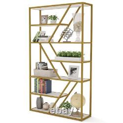 Etagere Bookcase Display Shelf Organizer with 7 Shelves Storage Space Metal Frame