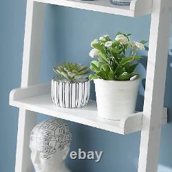FRG17-W, White Modern 5 Tiers Ladder Shelf Bookcase, Storage Display Shelving Wa