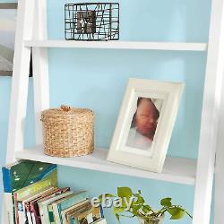 FRG61-W, White Modern 5 Tiers Ladder Shelf Bookcase, Storage Display Shelving, W