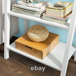 FRG61-W, White Modern 5 Tiers Ladder Shelf Bookcase, Storage Display Shelving, W