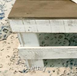 Farmhouse Coffee Table Solid Reclaimed Wood Display Storage Rustic Brown/White