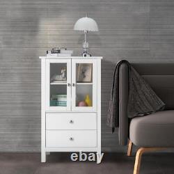 Floor Cabinet Side Cabinet Display Storage Shelf With Glass Doors Organizer