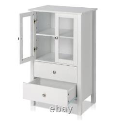 Floor Cabinet Side Cabinet Display Storage Shelf With Glass Doors Organizer