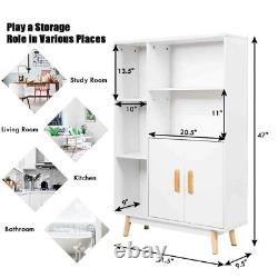 Floor Storage Cabinet Free Standing Wooden Display Bookcase Home Decoration US