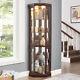 For Living Room Corner Glass Cabinet Lighted Curio Cabinet Corner Display Case