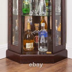 For Living Room Corner Glass Cabinet Lighted Curio Cabinet Corner Display Case