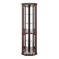 For Living Room Corner Glass Cabinet Lighted Curio Cabinet Corner Display Case